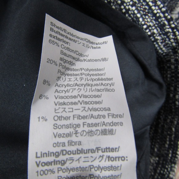 J Crew NEW NWT Tweed Top Womens 2XS Navy Blue White Short Sleeve Frayed ad373 - Picture 3 of 5